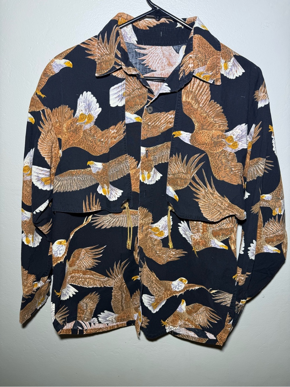 Men's Black Eagle Print Long-Sleeve Shirt
